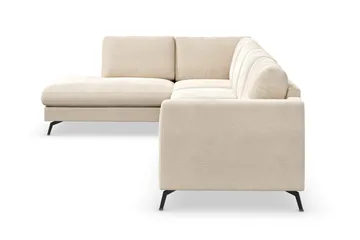 Ocean Lyx 4-personers Venstrevendt L-formet Chaiselongsofa i Fløjl - Beige - Møbler - Sofaer - Sofa med chaiselong