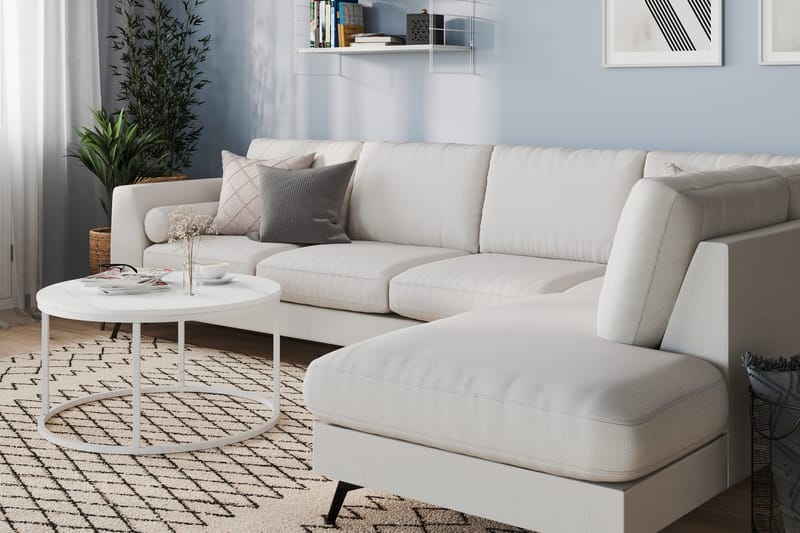 Ocean Lyx 4-personers Højrevendt L-formet Chaiselongsofa i Stof - Lysegrå - Møbler - Sofaer - Sofa med chaiselong - 4 personers sofa med chaiselong