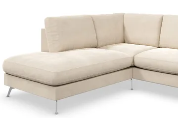 Ocean Lyx 4-personers Venstrevendt L-formet Chaiselongsofa i Fløjl - Beige - Møbler - Sofaer - Sofa med chaiselong