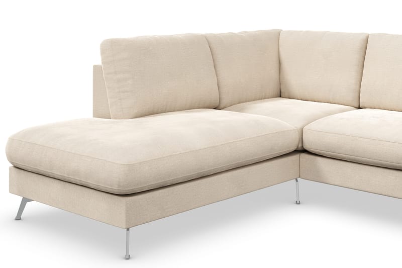 Ocean Lyx 4-personers Venstrevendt L-formet Chaiselongsofa i Fløjl - Beige - Møbler - Sofaer - Sofa med chaiselong - 4 personers sofa med chaiselong