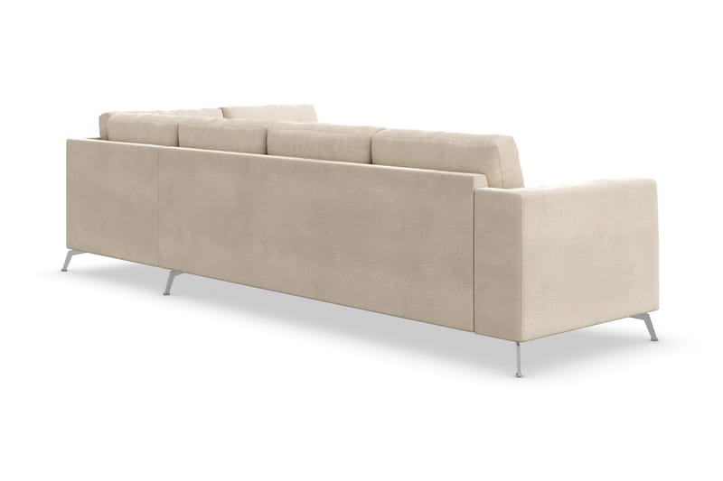 Ocean Lyx 4-personers Højrevendt L-formet Chaiselongsofa i Fløjl - Beige - Møbler - Sofaer - Sofa med chaiselong - 4 personers sofa med chaiselong