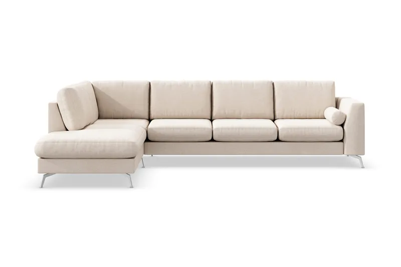 Ocean Lyx 4-personers Venstrevendt L-formet Chaiselongsofa i Stof - Beige - Møbler - Sofaer - Sofa med chaiselong - 4 personers sofa med chaiselong