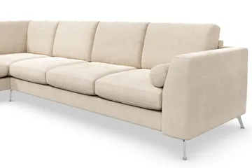 Ocean Lyx 4-personers Venstrevendt L-formet Chaiselongsofa i Fløjl - Beige - Møbler - Sofaer - Sofa med chaiselong