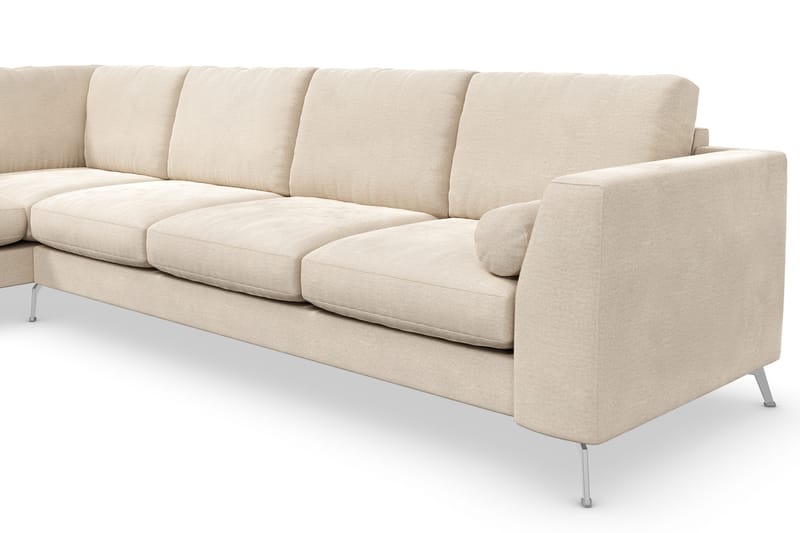 Ocean Lyx 4-personers Venstrevendt L-formet Chaiselongsofa i Fløjl - Beige - Møbler - Sofaer - Sofa med chaiselong - 4 personers sofa med chaiselong