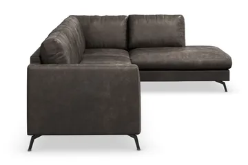 Ocean Lyx 4-personers Højrevendt L-formet Chaiselongsofa i Kunstlæder - Mørkegrå - Møbler - Sofaer - Sofa med chaiselong