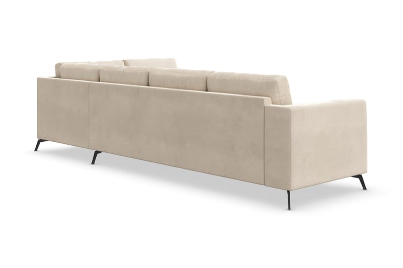 Ocean Lyx 4-personers Højrevendt L-formet Chaiselongsofa i Fløjl - Beige - Møbler - Sofaer - Sofa med chaiselong - 4 personers sofa med chaiselong