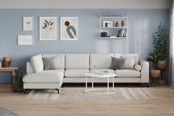 Ocean Lyx 4-personers Venstrevendt L-formet Chaiselongsofa i Stof - Lysegrå - Møbler - Sofaer - Sofa med chaiselong
