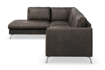 Ocean Lyx 4-personers Venstrevendt L-formet Chaiselongsofa i Kunstlæder - Mørkegrå - Møbler - Sofaer - Sofa med chaiselong