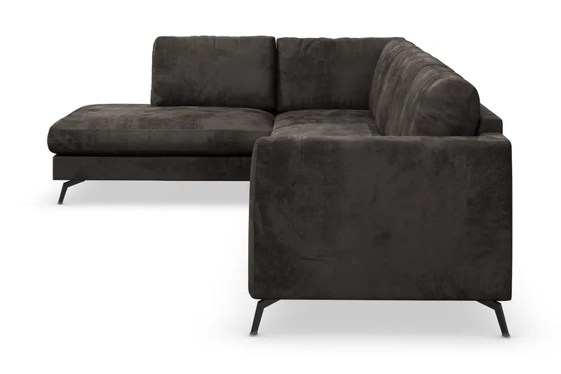 Ocean Lyx 4-personers Venstrevendt L-formet Chaiselongsofa i Fløjl - Mørkegrå - Møbler - Sofaer - Sofa med chaiselong - 4 personers sofa med chaiselong