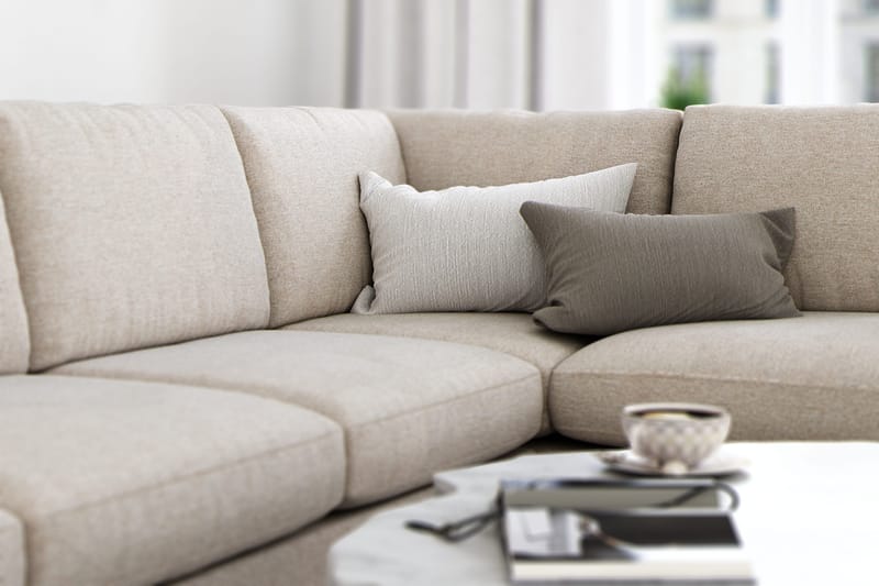 Ocean Lyx 4-personers Højrevendt L-formet Chaiselongsofa i Stof - Beige - Møbler - Sofaer - Sofa med chaiselong - 4 personers sofa med chaiselong