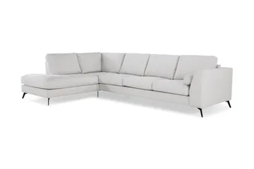 Ocean Lyx 4-personers Venstrevendt L-formet Chaiselongsofa i Stof - Lysegrå - Møbler - Sofaer - Sofa med chaiselong