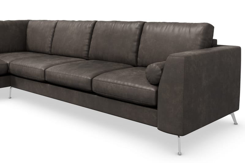 Ocean Lyx 4-personers Venstrevendt L-formet Chaiselongsofa i Kunstlæder - Mørkegrå - Møbler - Sofaer - Sofa med chaiselong - 4 personers sofa med chaiselong
