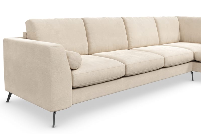 Ocean Lyx 4-personers Højrevendt L-formet Chaiselongsofa i Fløjl - Beige - Møbler - Sofaer - Sofa med chaiselong - 4 personers sofa med chaiselong