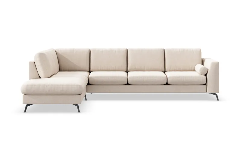 Ocean Lyx 4-personers Venstrevendt L-formet Chaiselongsofa i Stof - Beige - Møbler - Sofaer - Sofa med chaiselong - 4 personers sofa med chaiselong