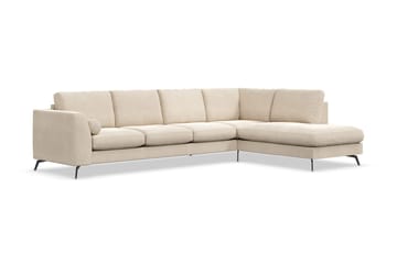Ocean Lyx 4-personers Højrevendt L-formet Chaiselongsofa i Fløjl - Beige - Møbler - Sofaer - Sofa med chaiselong