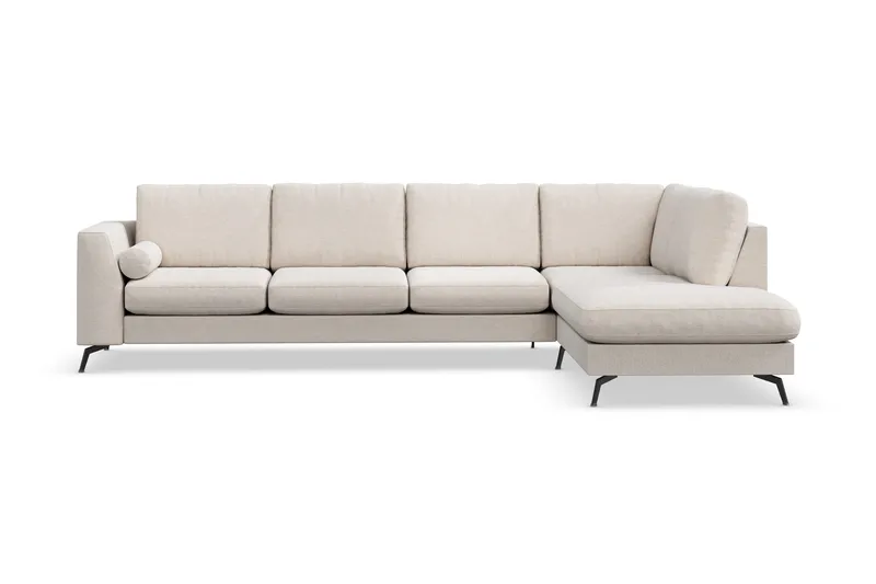 Ocean Lyx 4-personers Højrevendt L-formet Chaiselongsofa i Stof, Beige