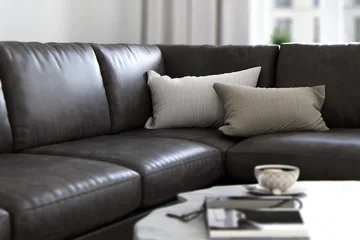 Ocean Lyx 4-personers Højrevendt L-formet Chaiselongsofa i Kunstlæder - Mørkegrå - Møbler - Sofaer - Sofa med chaiselong