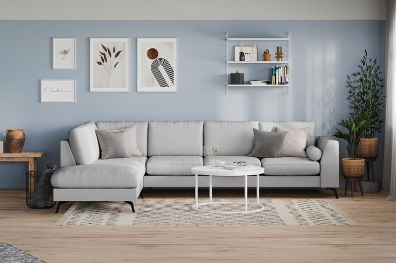 Ocean Lyx 4-personers Venstrevendt L-formet Chaiselongsofa i Stof - Grå - Møbler - Sofaer - Sofa med chaiselong - 4 personers sofa med chaiselong