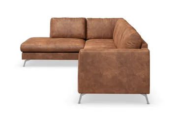 Ocean Lyx 4-personers Venstrevendt L-formet Chaiselongsofa i Kunstlæder - Brun - Møbler - Sofaer - Sofa med chaiselong