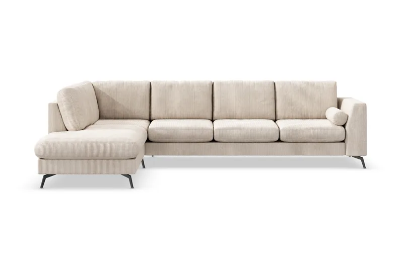 Ocean Lyx 4-personers Venstrevendt L-formet Chaiselongsofa i Manchester - Beige - Møbler - Sofaer - Sofa med chaiselong - 4 personers sofa med chaiselong