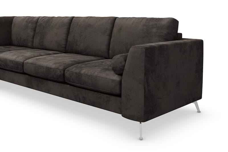 Ocean Lyx 4-personers Venstrevendt L-formet Chaiselongsofa i Fløjl - Mørkegrå - Møbler - Sofaer - Sofa med chaiselong - 4 personers sofa med chaiselong
