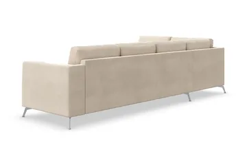 Ocean Lyx 4-personers Venstrevendt L-formet Chaiselongsofa i Fløjl - Beige - Møbler - Sofaer - Sofa med chaiselong