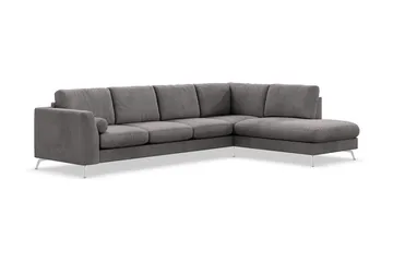 Ocean Lyx 4-personers Højrevendt L-formet Chaiselongsofa i Manchester - Mørkegrå - Møbler - Sofaer - Sofa med chaiselong