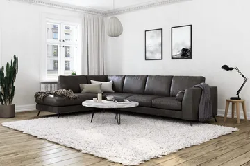 Ocean Lyx 4-personers Venstrevendt L-formet Chaiselongsofa i Kunstlæder - Mørkegrå - Møbler - Sofaer - Sofa med chaiselong