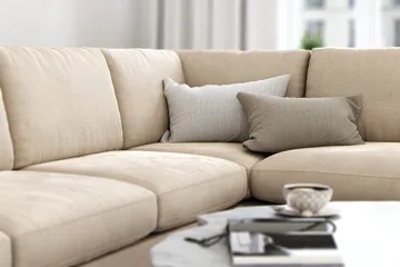 Ocean Lyx 4-personers Højrevendt L-formet Chaiselongsofa i Fløjl - Beige - Møbler - Sofaer - Sofa med chaiselong