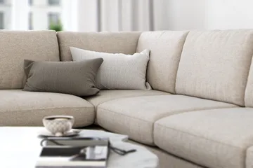 Ocean Lyx 4-personers Venstrevendt L-formet Chaiselongsofa i Stof - Beige - Møbler - Sofaer - Sofa med chaiselong