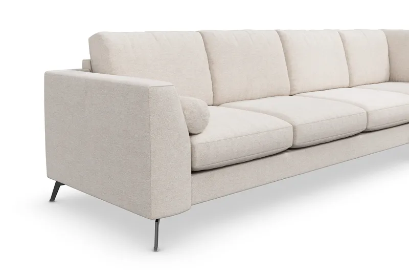 Ocean Lyx 4-personers Højrevendt L-formet Chaiselongsofa i Stof - Beige - Møbler - Sofaer - Sofa med chaiselong - 4 personers sofa med chaiselong