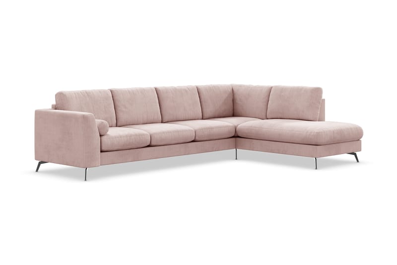 Ocean Lyx 4-personers Højrevendt L-formet Chaiselongsofa i Manchester - Rosa - Møbler - Sofaer - Sofa med chaiselong - 4 personers sofa med chaiselong