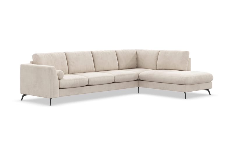 Ocean Lyx 4-personers Højrevendt L-formet Chaiselongsofa i Manchester - Beige - Møbler - Sofaer - Sofa med chaiselong - 4 personers sofa med chaiselong