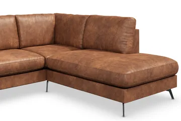 Ocean Lyx 5-personers Højrevendt L-formet Chaiselongsofa i Kunstlæder - Brun - Møbler - Sofaer - Sofa med chaiselong