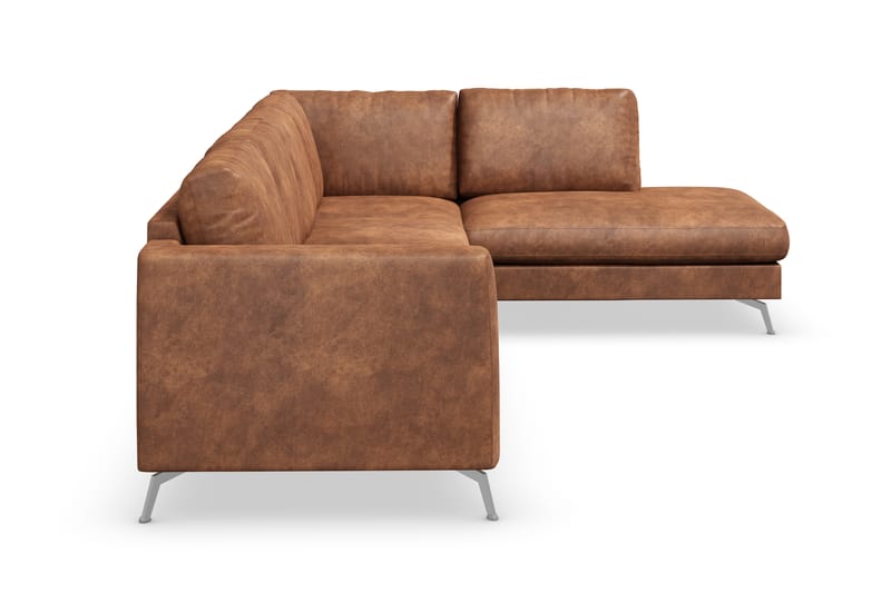 Ocean Lyx 5-personers Højrevendt L-formet Chaiselongsofa i Kunstlæder - Brun - Møbler - Sofaer - Sofa med chaiselong