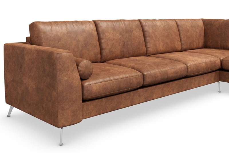 Ocean Lyx 5-personers Højrevendt L-formet Chaiselongsofa i Kunstlæder - Brun - Møbler - Sofaer - Sofa med chaiselong