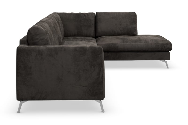 Ocean Lyx 5-personers Højrevendt L-formet Chaiselongsofa i Fløjl - Mørkegrå - Møbler - Sofaer - Sofa med chaiselong