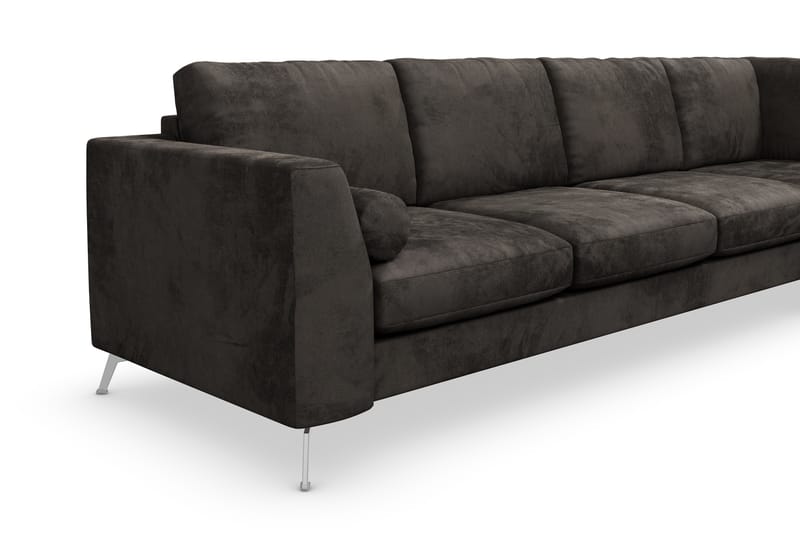 Ocean Lyx 5-personers Højrevendt L-formet Chaiselongsofa i Fløjl - Mørkegrå - Møbler - Sofaer - Sofa med chaiselong