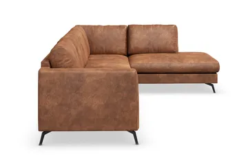 Ocean Lyx 5-personers Højrevendt L-formet Chaiselongsofa i Kunstlæder - Brun - Møbler - Sofaer - Sofa med chaiselong