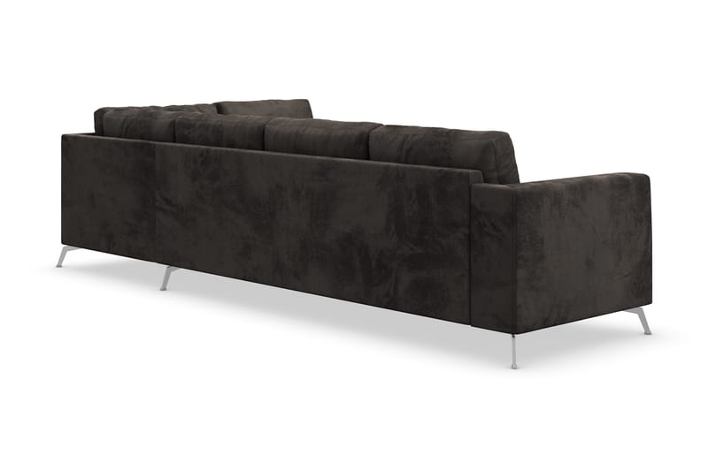 Ocean Lyx 5-personers Højrevendt L-formet Chaiselongsofa i Fløjl - Mørkegrå - Møbler - Sofaer - Sofa med chaiselong - 4 personers sofa med chaiselong