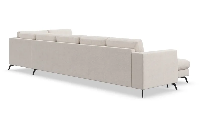 Ocean Lyx 6-personers Højrevendt U-formet Sofa med Divan og Chaiselong + Fodskammel i Stof - Beige - Møbler - Sofaer - U Sofa