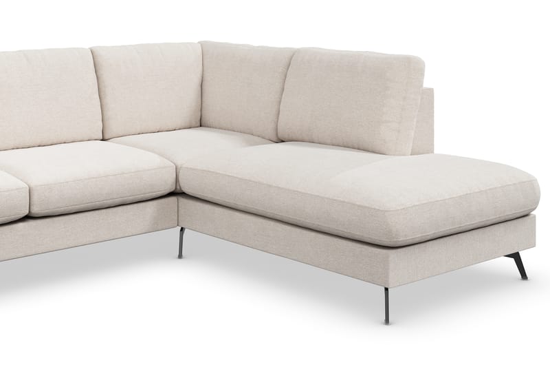 Ocean Lyx 6-personers Højrevendt U-formet Sofa med Divan og Chaiselong + Fodskammel i Stof - Beige - Møbler - Sofaer - Sofa med chaiselong