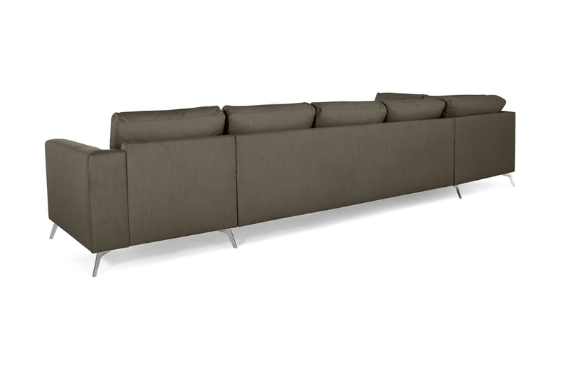 Ocean Lyx 6-personers Venstrevendt U-formet Sofa med Divan og Chaiselong + Fodskammel i Stof - Mørkegrøn - Møbler - Sofaer - Sofa med chaiselong