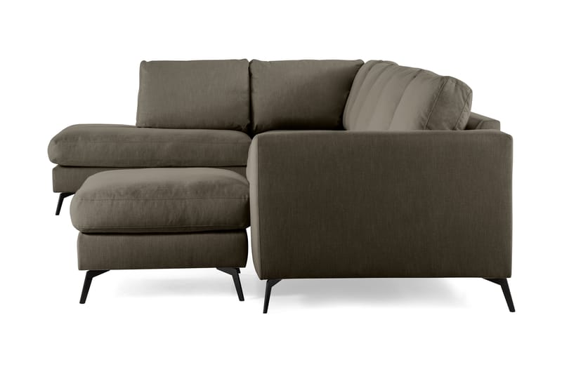 Ocean Lyx 6-personers Venstrevendt U-formet Sofa med Divan og Chaiselong + Fodskammel i Stof - Mørkegrøn - Møbler - Sofaer - Sofa med chaiselong