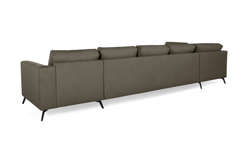 Ocean Lyx 6-personers Venstrevendt U-formet Sofa med Divan og Chaiselong + Fodskammel i Stof - Mørkegrøn - Møbler - Sofaer - Sofa med chaiselong