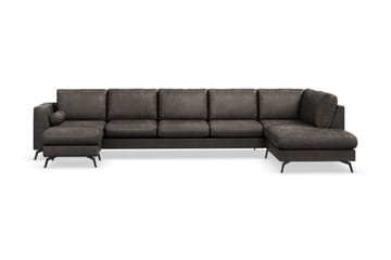 Ocean Lyx 6-personers Højrevendt U-formet Sofa med Divan og Chaiselong + Fodskammel i Kunstlæder
