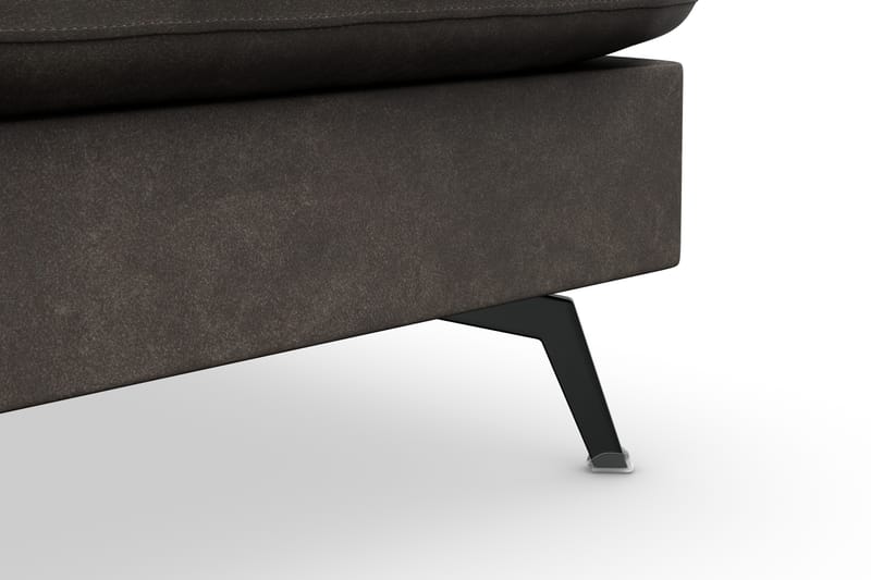 Ocean Lyx 6-personers Højrevendt U-formet Sofa med Divan og Chaiselong + Fodskammel i Kunstlæder - Mørkegrå - Møbler - Sofaer - Sofa med chaiselong