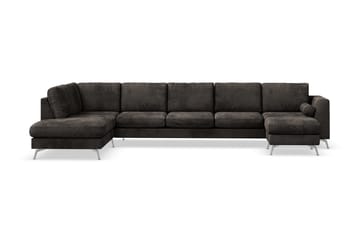 Ocean Lyx 6-personers Venstrevendt U-formet Sofa med Divan og Chaiselong + Fodskammel i Fløjl