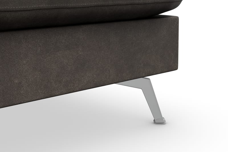 Ocean Lyx 6-personers Højrevendt U-formet Sofa med Divan og Chaiselong + Fodskammel i Kunstlæder - Mørkegrå - Møbler - Sofaer - Sofa med chaiselong