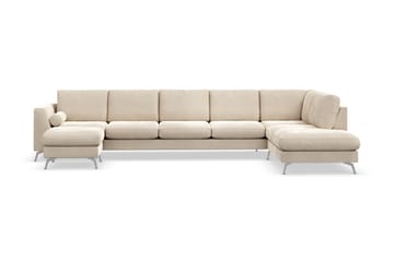 Ocean Lyx 6-personers Højrevendt U-formet Sofa med Divan og Chaiselong + Fodskammel i Fløjl